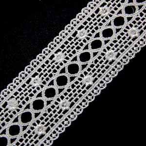 7cm  100% Polyester Chemical Embroidery Beaded Lace Fabric