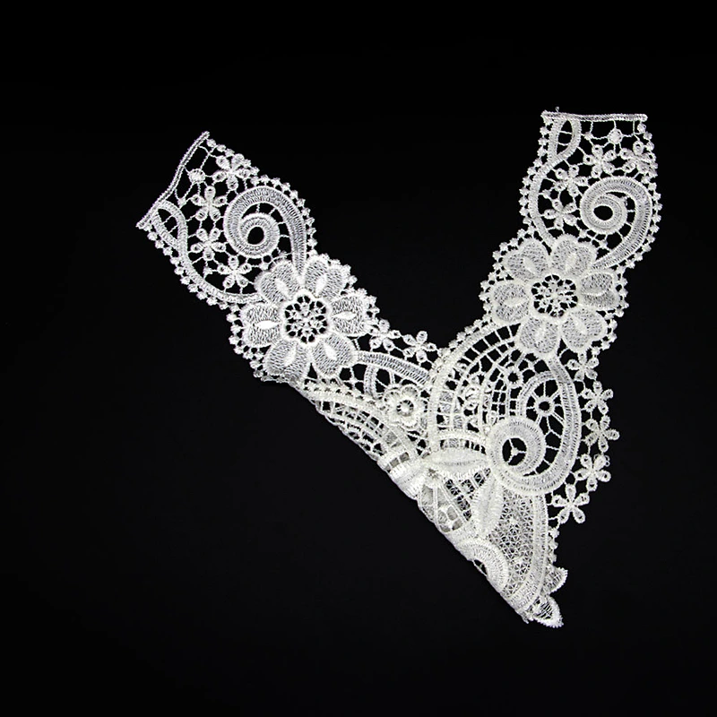 12cm Various Brilliant Flower Patterns V Shaped Milk Yarn Collar Lace