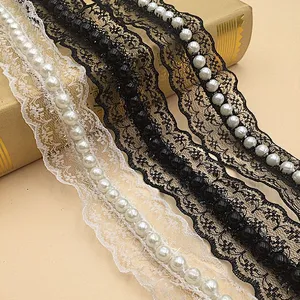 New African Fashion Non-elastic Lace Imitation Pearl Lace For dress accessories