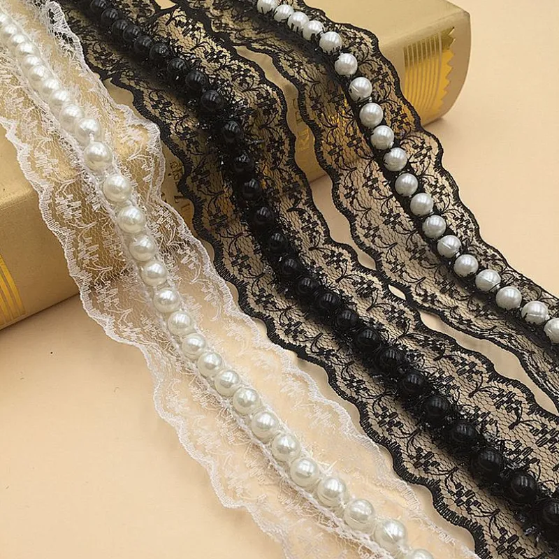 New African Fashion Non-elastic Lace Imitation Pearl Lace For dress accessories