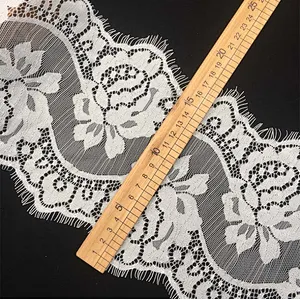 Fashion hot sale 19*300cm 100%  nylon french eyelash lace trim