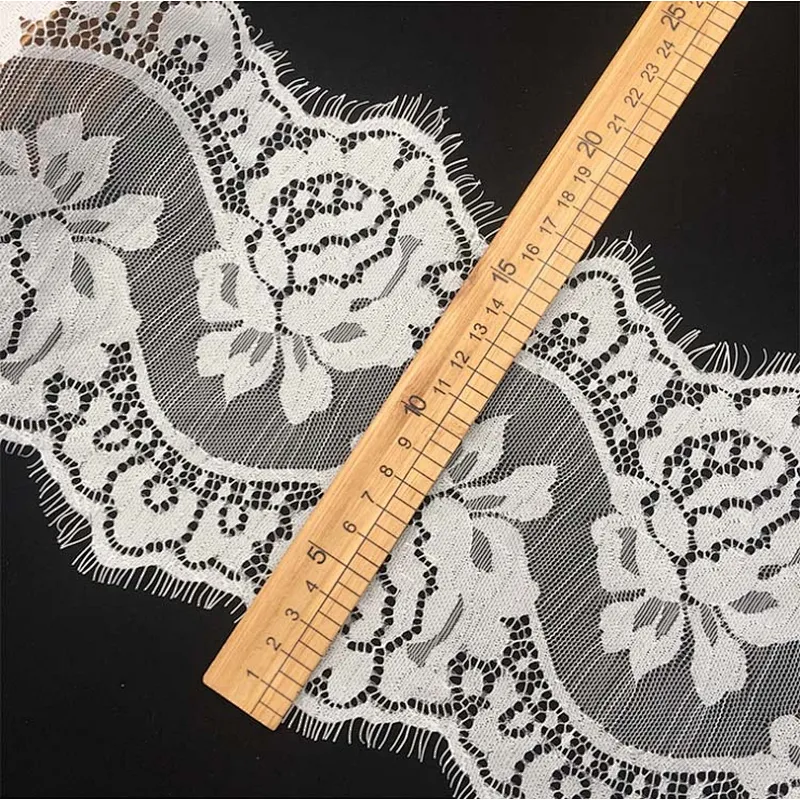 Fashion hot sale 19*300cm 100%  nylon french eyelash lace trim
