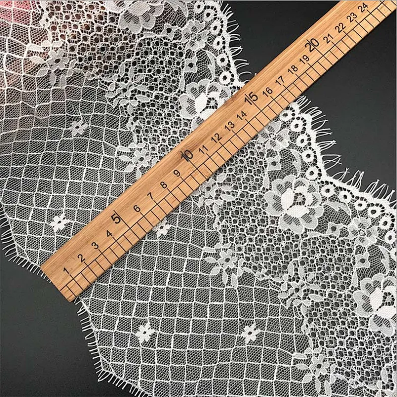 Fashion hot sale 17*300cm 100%  nylon french eyelash lace trim
