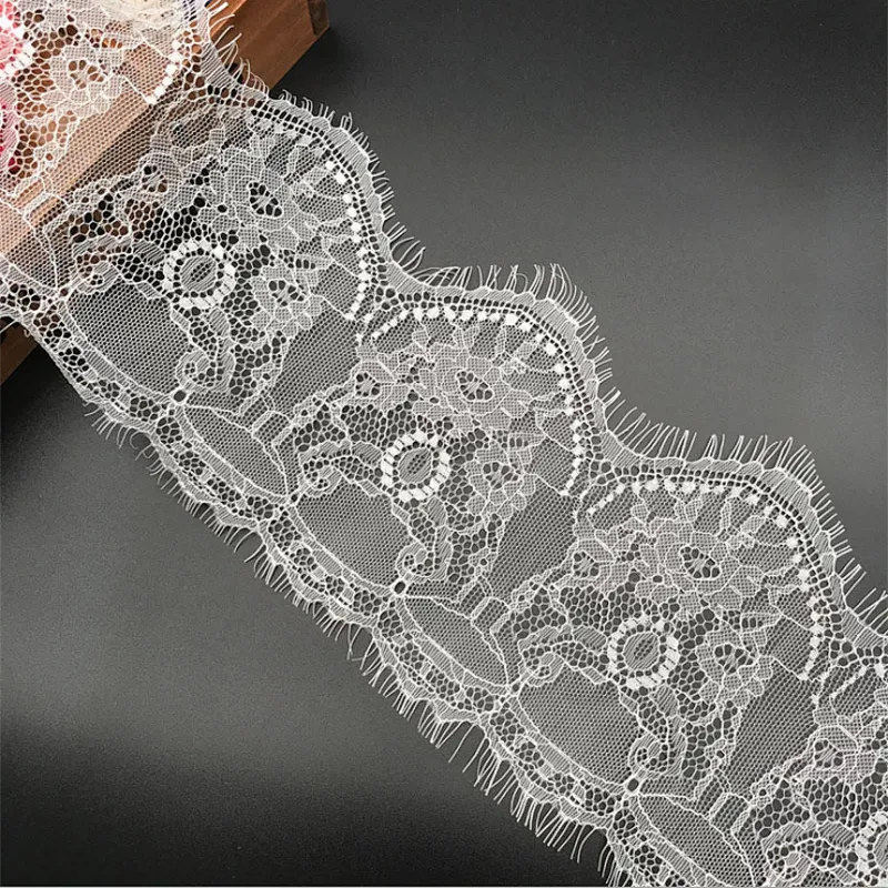 Fashion hot sale 15*300cm 100%  nylon french eyelash lace trim