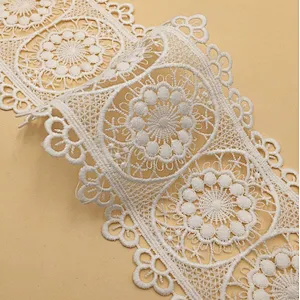 african 9.5 cm polyester chemical hollow embroidery lace flower lace trim