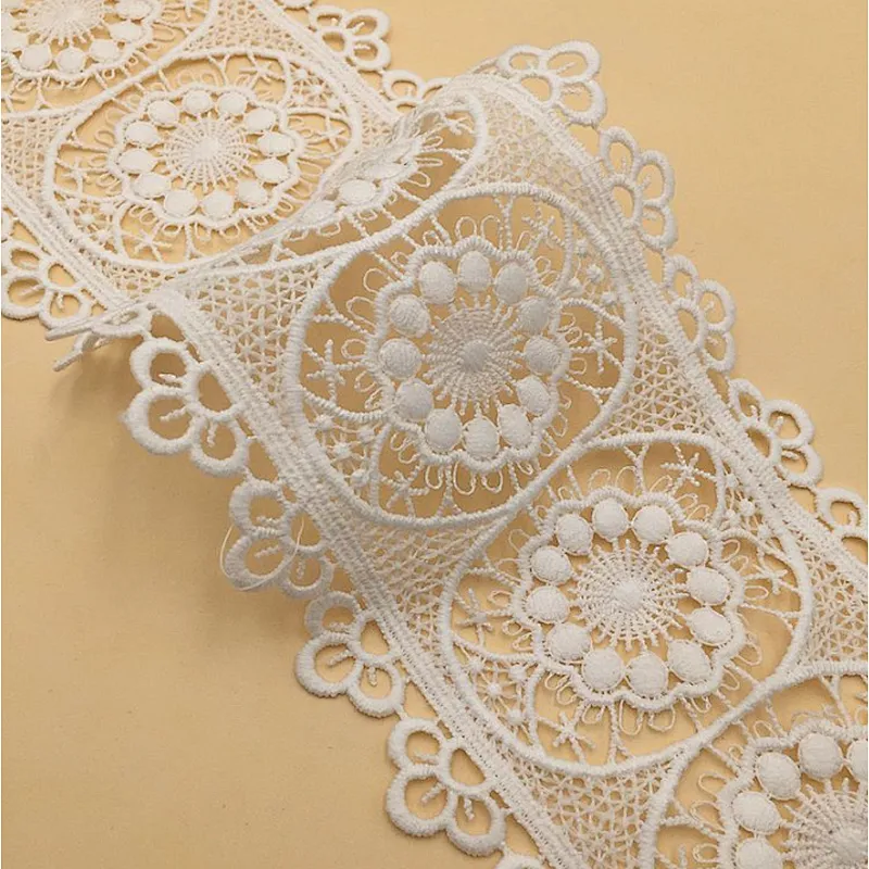 african 9.5 cm polyester chemical hollow embroidery lace flower lace trim