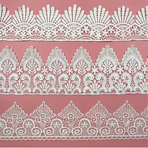 Best selling French different double lace hollow milk water soluble lace for wedding dress