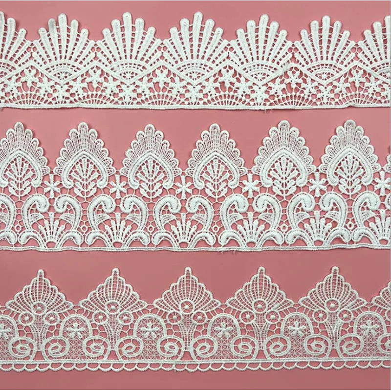 Best selling French different double lace hollow milk water soluble lace for wedding dress
