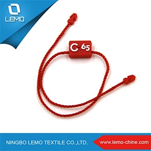 Manufacture Custom Brand Name Ribbon String Plastic Seal Snap Lock Hang Tag String Fastener for Clothing
