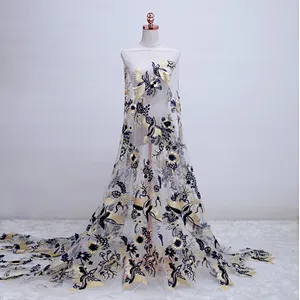 2019 New Style Royal Rich African Lace Fabric for Celebrate Dress