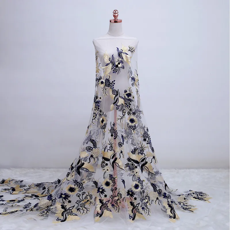 2019 New Style Royal Rich African Lace Fabric for Celebrate Dress
