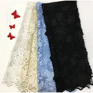 2019 wedding fabrics new beaded multicolor lace fabric beaded embroidery wholesale