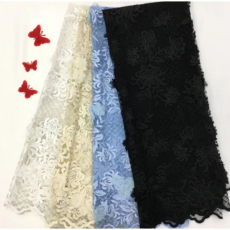 2019 wedding fabrics new beaded multicolor lace fabric beaded embroidery wholesale