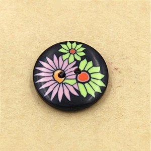 Children Two Holes Fancy Printed Wooden Buttons