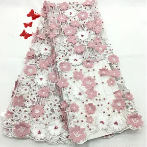 2019 high-grade embroidery fabric 3D French lace embroidery fabric wedding dress fabric