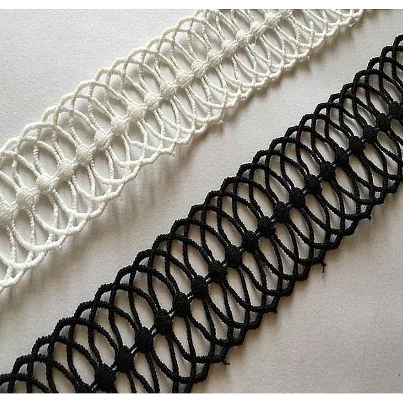 4cm french white&black high quality embroidery polyester lace trim