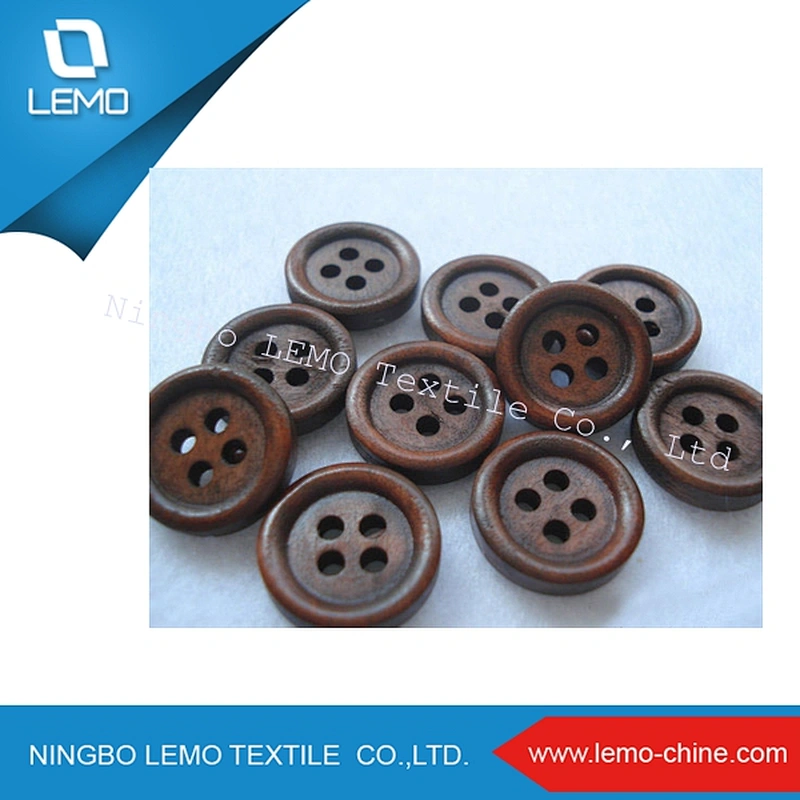 lemo 15mm Dark Brown Plain Wood Buttons