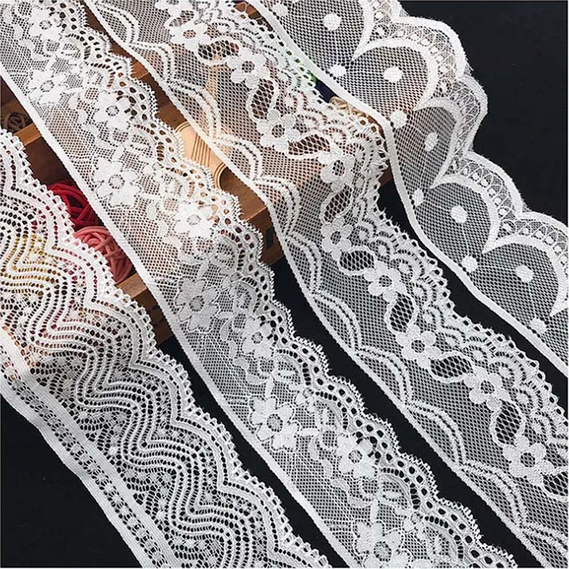Fashion hot sale different styles 5.5*100cm black&white french eyelash floral lemo lace