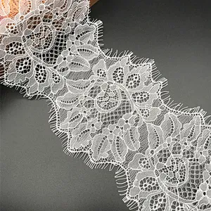 Fashion hot sale 15*300cm 100%  nylon french eyelash lace trim