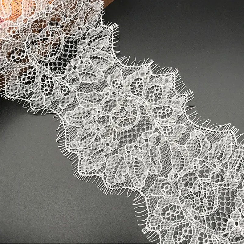 Fashion hot sale 15*300cm 100%  nylon french eyelash lace trim