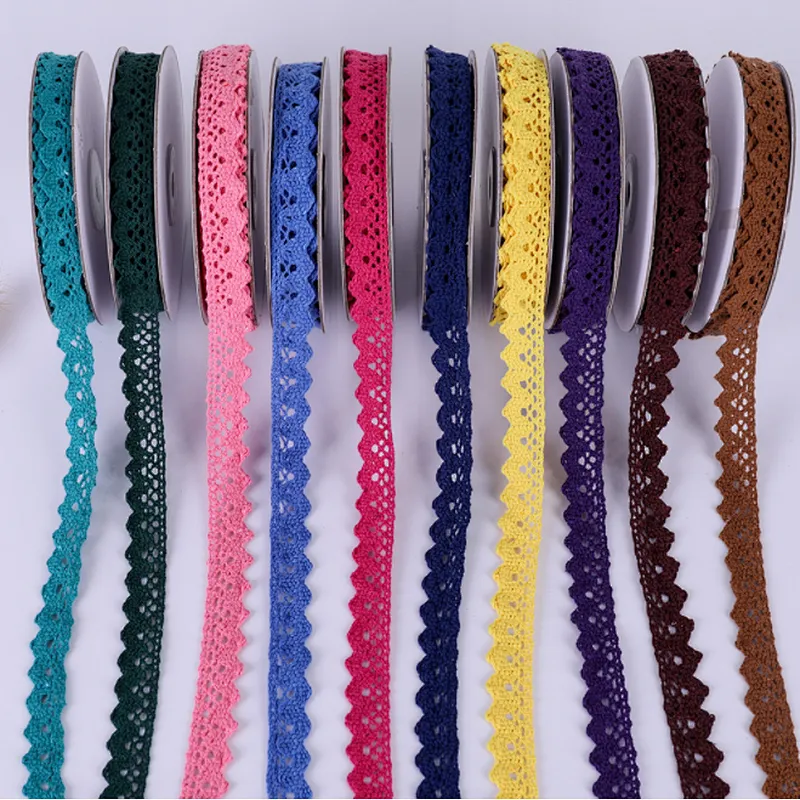 Factory direct sale stock african cotton/polyester  lace trim cotton ribbon for home textile