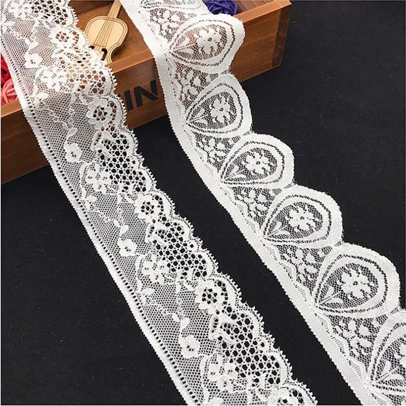 Fashion hot sale different styles 5.8*500cm black&white french eyelash floral lemo lace
