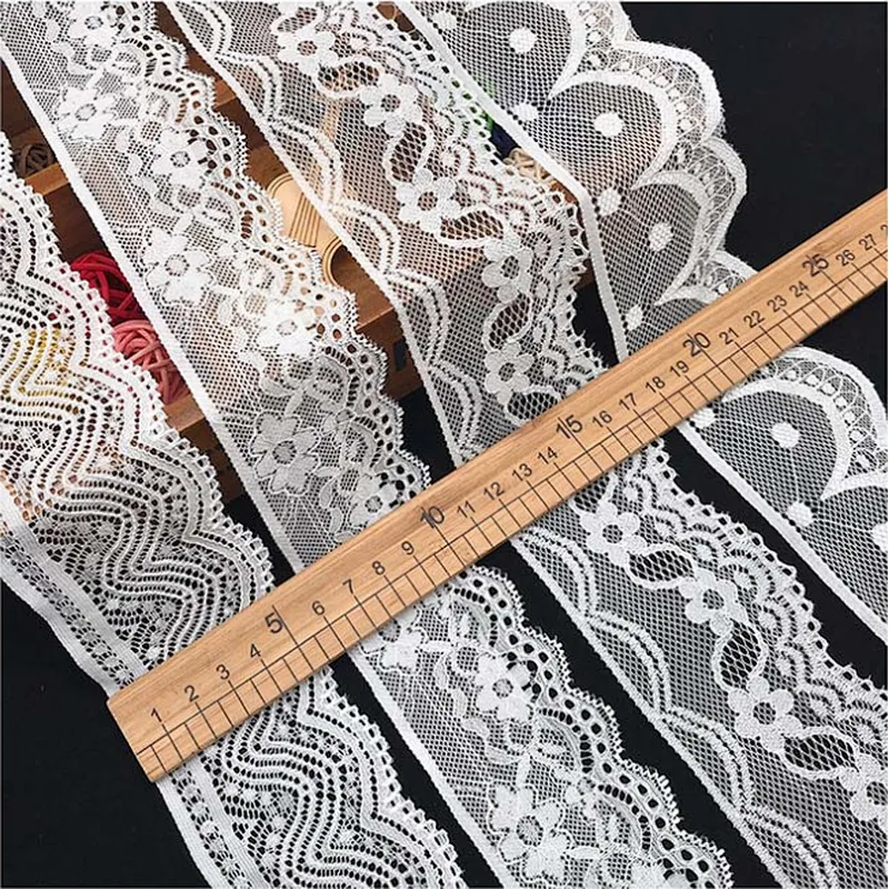 Fashion hot sale different styles 5.5*100cm black&white french eyelash floral lemo lace