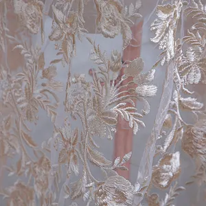 African Lace Fabric Bridal Wedding Beautiful 3D Flowers Lace High Quality nigerian mesh lace fabric