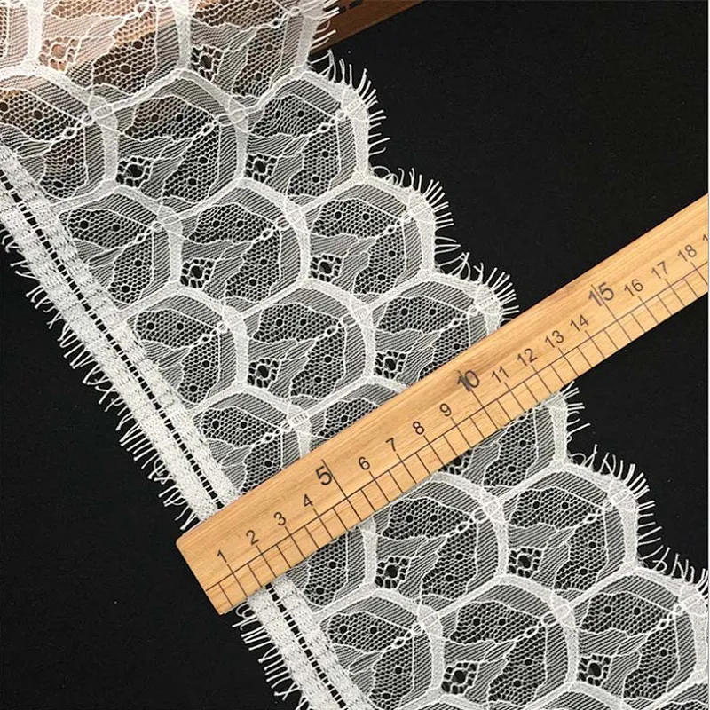 Fashion hot sale 12.5*300cm 100%  nylon french eyelash lace trim