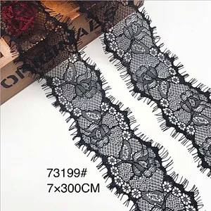 Fashion hot sale 7*300cm 100%  nylon french eyelash lace trim