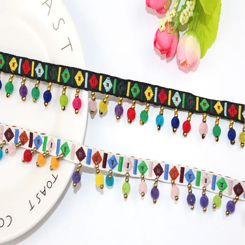 2.5cm african color ribbon ball lace trim for garment accessories