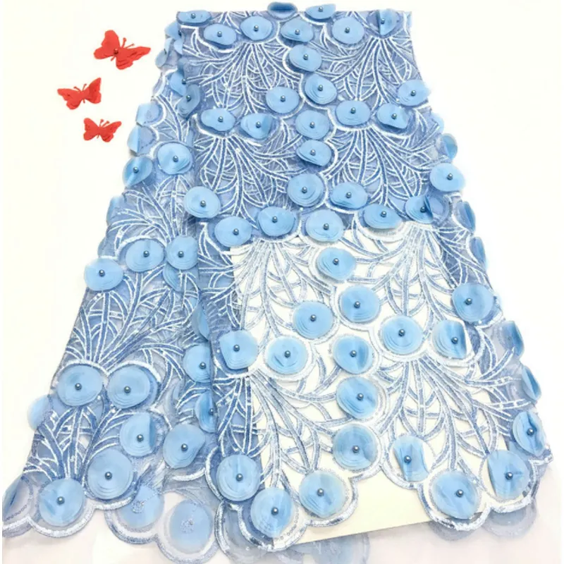 2019 new fashion laser beaded French three-dimensional embroidery wedding lace fabric
