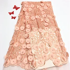 2019 new fashion laser beaded French three-dimensional embroidery wedding lace fabric