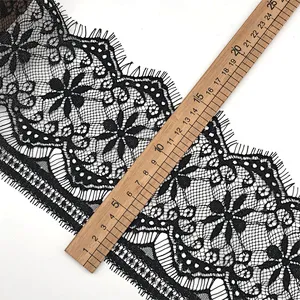 Fashion hot sale 14*300cm 100%  nylon french eyelash lace trim