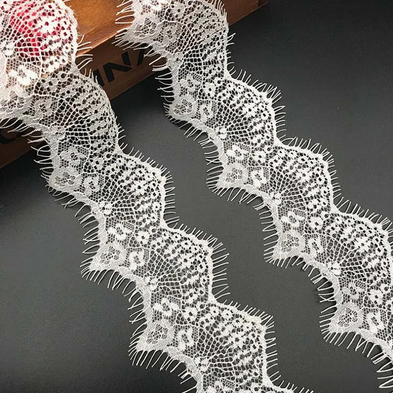 Fashion hot sale 7*300cm 100%  nylon french eyelash lace trim