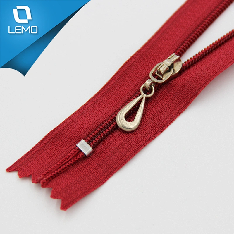 No.3 zip factory nylon zipper with decorative slider