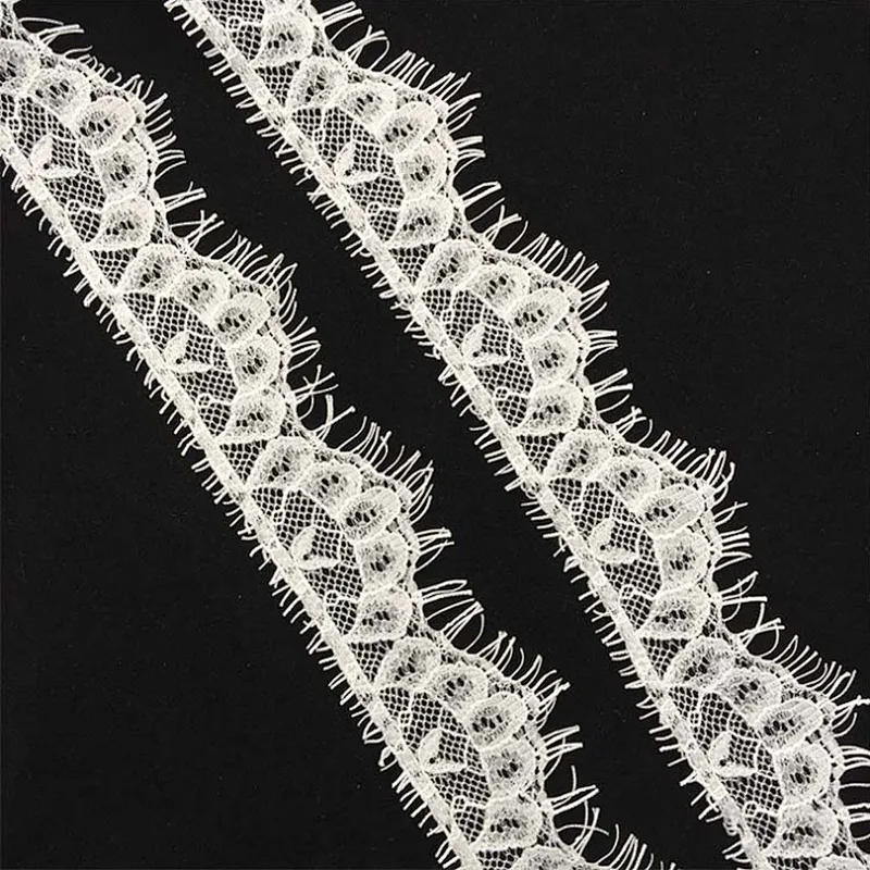 Fashion hot sale 5*300cm 100%  nylon french eyelash lace trim