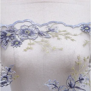 Newest embroidery african lace golden color mesh fabric for wedding dress