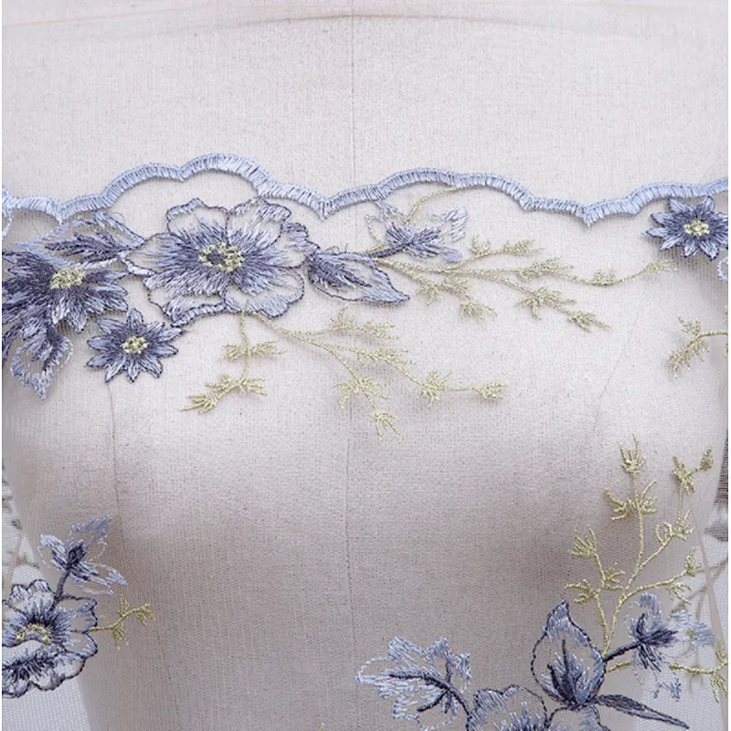 Newest embroidery african lace golden color mesh fabric for wedding dress
