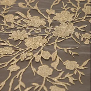 3D african lace fabric 2018 embroidery mesh tulle lace fabric flower pattern