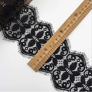 Fashion hot sale 10*300cm 100%  nylon french eyelash lace trim