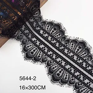Fashion hot sale 16*300cm 100%  nylon french eyelash lace trim