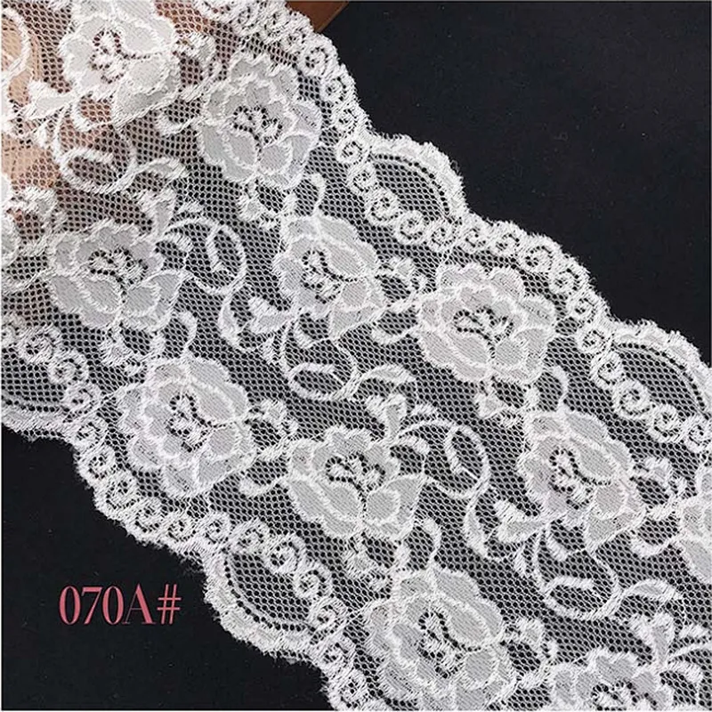 Fashion hot sale different styles 15.5*200cm 21*200cm black&white french eyelash floral lemo lace