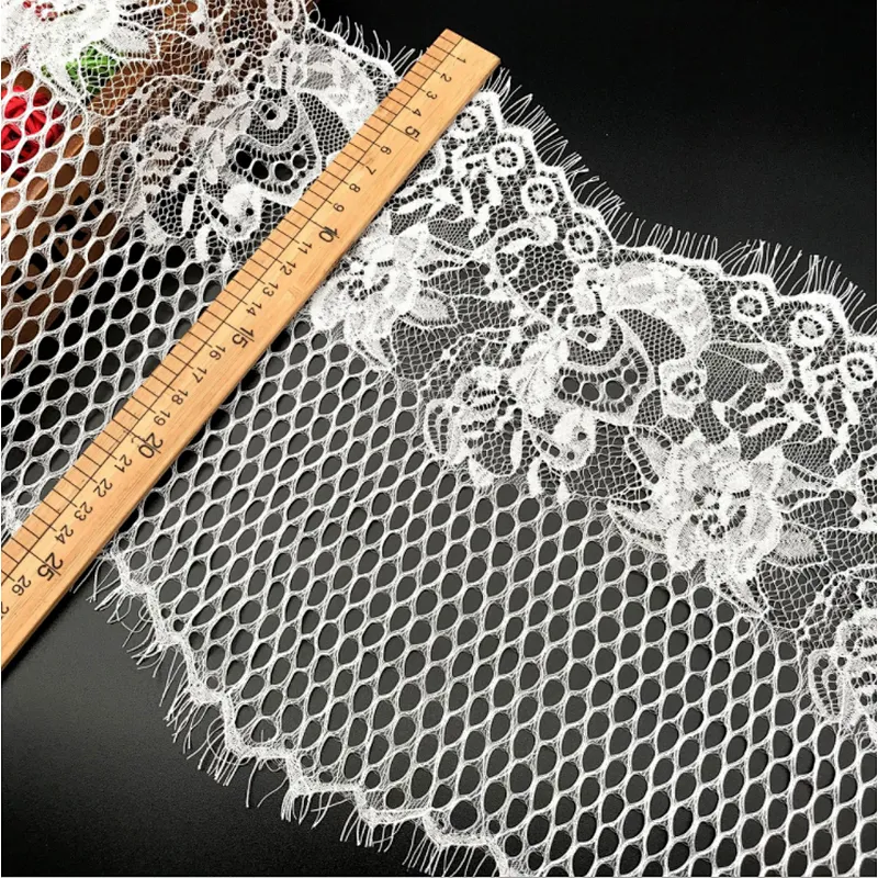 New Design 300*26cm Guipure Eyelash Border French Lace For Bridal Dress