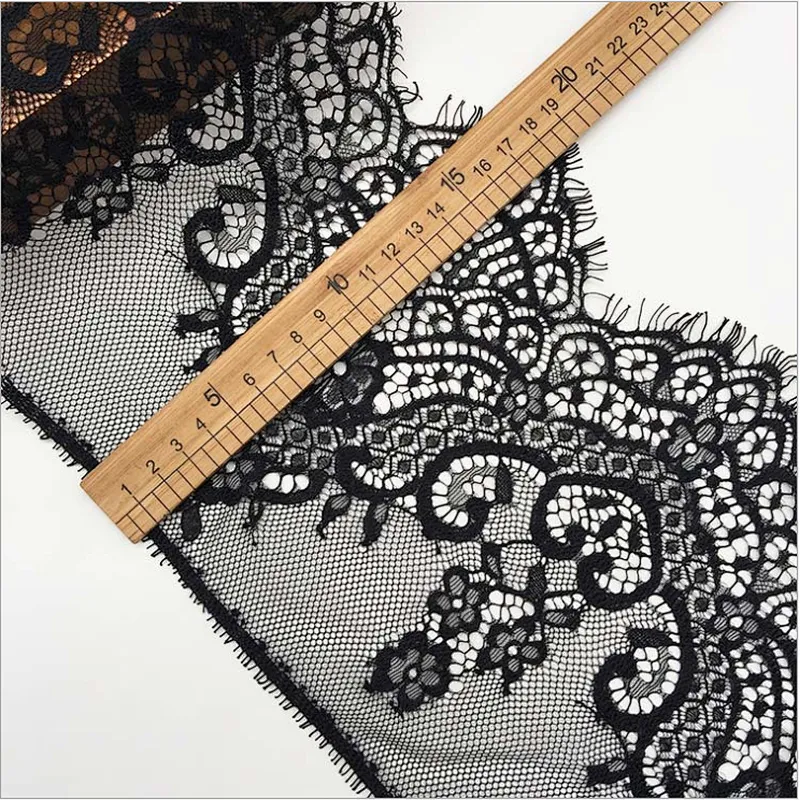 Fashion hot sale 19*300cm 100%  nylon french eyelash lace trim