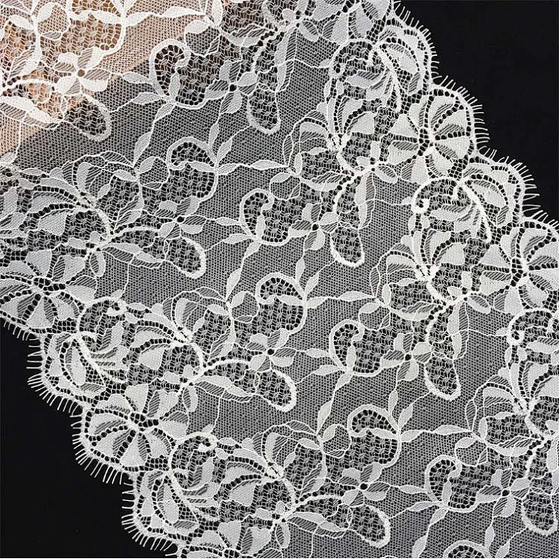 Fashion hot sale 25*300cm 100%  nylon french eyelash lace trim