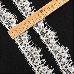 Fashion hot sale 5*300cm 100%  nylon french eyelash lace trim
