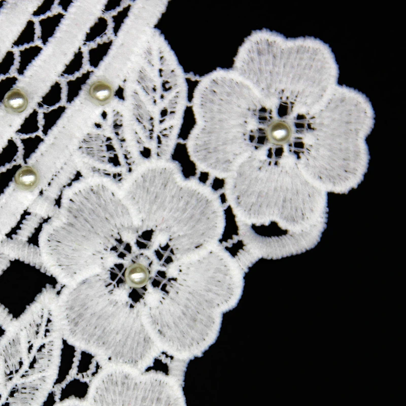 21cm Elegant Silvery Beads Ornamental Collar Lace with Tassels