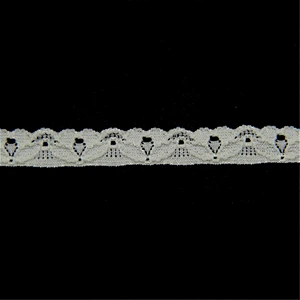 1.4cm Scalloped Vintage Elastic Floral Nylon Elastic Lace Ribbon Trimming for Decoration Craft