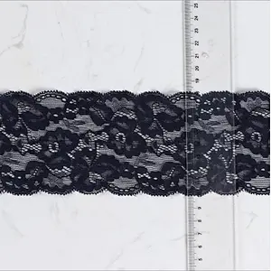 8cm Black Spandex Nylon Jacquard Lingerie Lace Trim